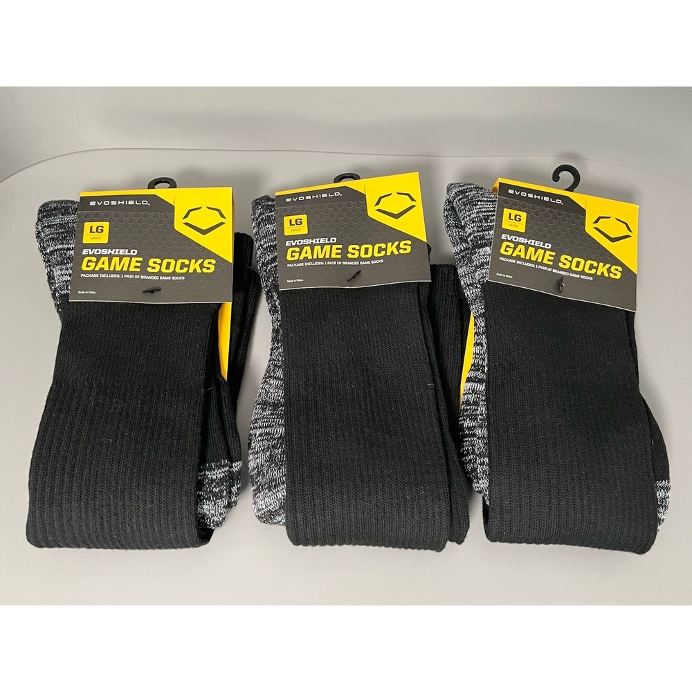 3 Pack-Evoshield Knee-High Moisture Wicking Baseball/Softball Game Socks - Black